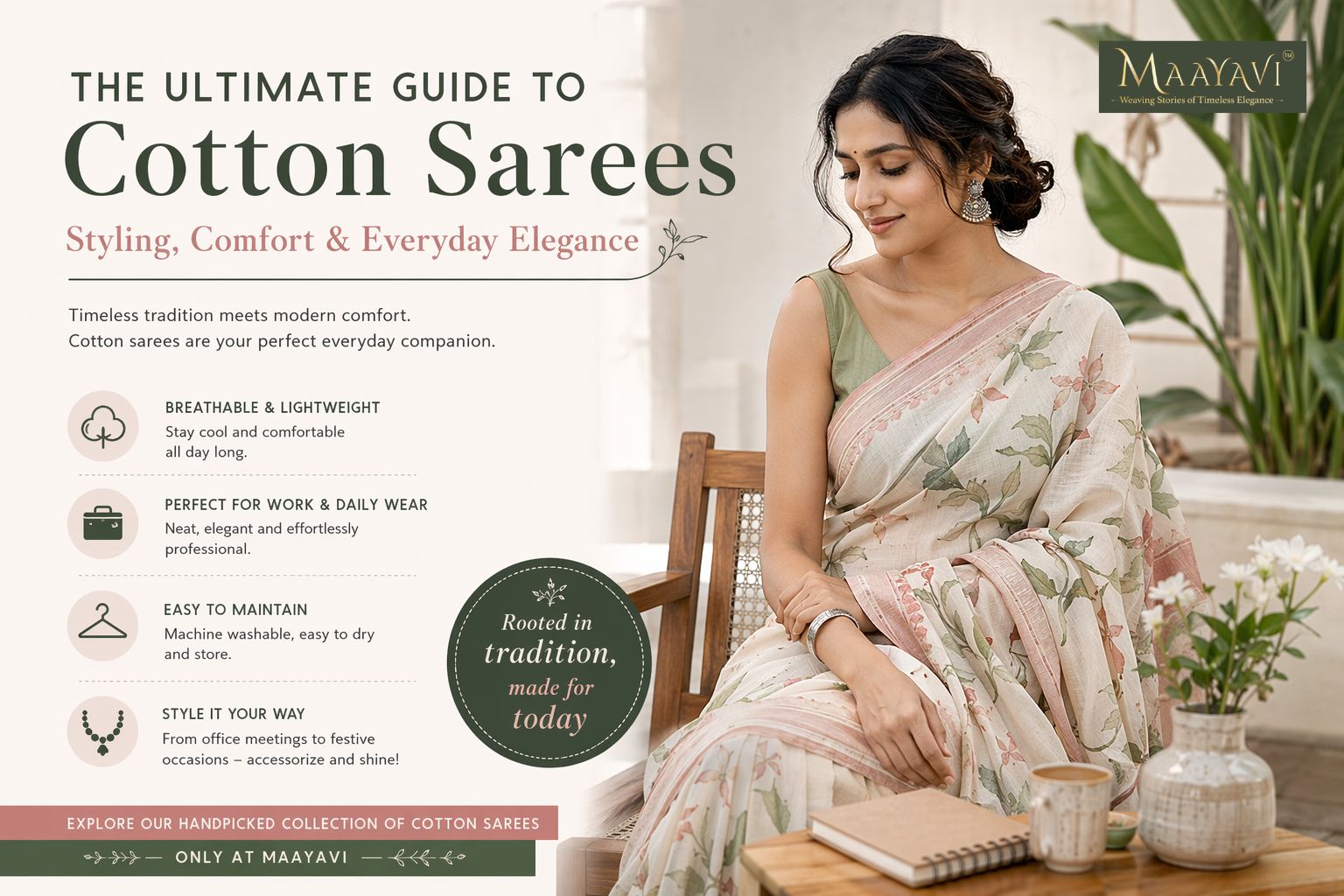 Lightweight cotton saree for summer wear India