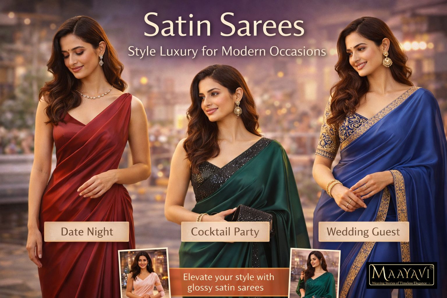 stylish satin sarees for modern occasions party wear and evening looks